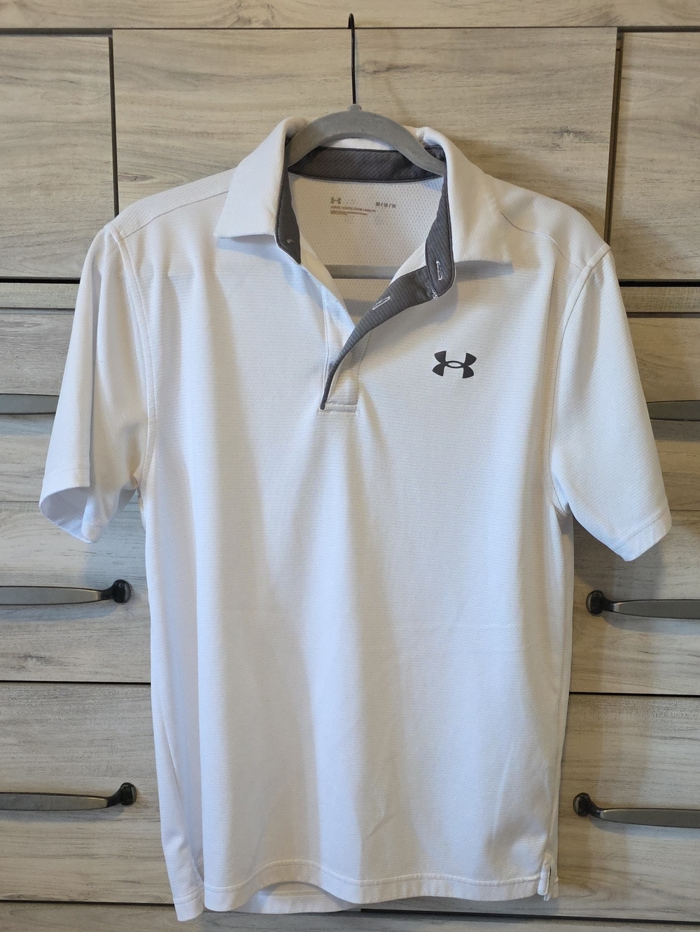 Under Armour White Polo with Gray Trim